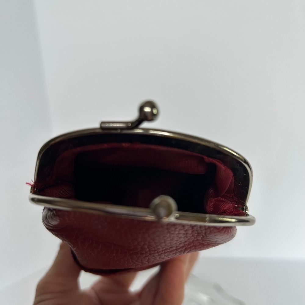 Red Leather Kiss‎ Lock Coin Purse Change Wallet Small Clutch Bag - Picture 4 of 5